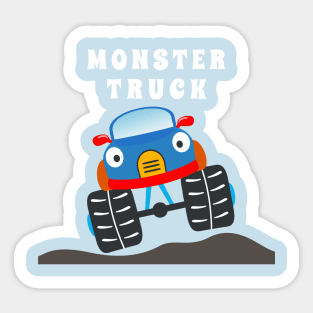 illustration of monster truck with cartoon style. Sticker